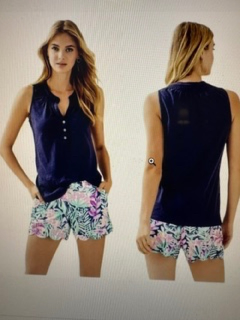 NEW WITH TAGS!  Lilly Pulitzer $54 Essie Sleeveless Navy Cotton Top, Large